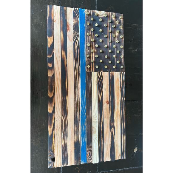 Thin Blue Line Flag - 24x12.5 - Wood - Picture 4 of 7